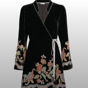 RIXO Iris silk-velvet wrap mini dress sz XS